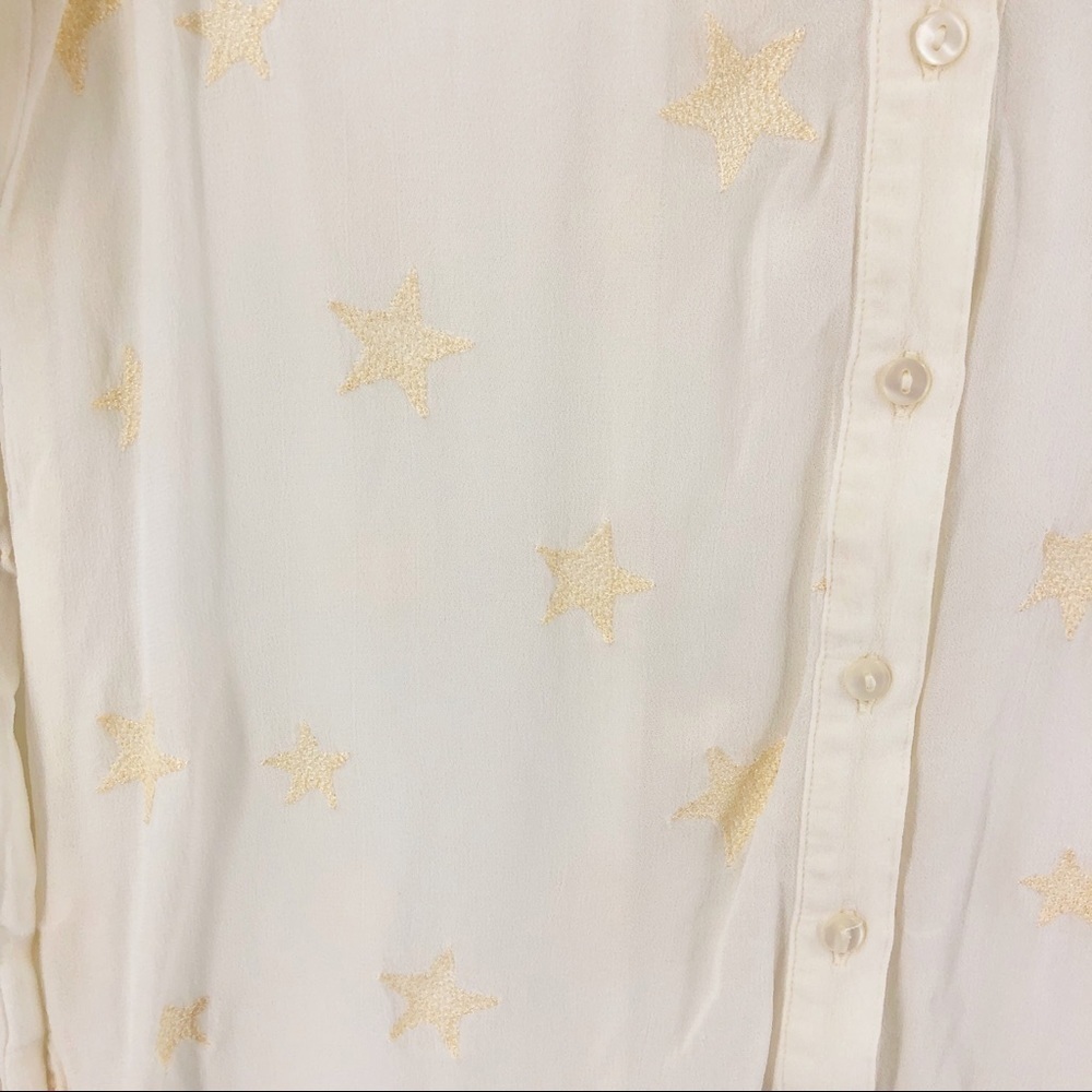✅ Michael Stars Star‎ Embroidered Long Sleeve Top SEMI-SHEER SIZE X-SMALL - Picture 4 of 8